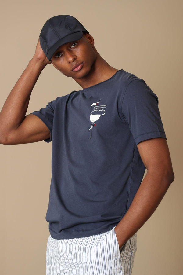 Anthracite Elegance: Men's Graphic Basic T-Shirt with Distinctive Design by Kartago - Texmart