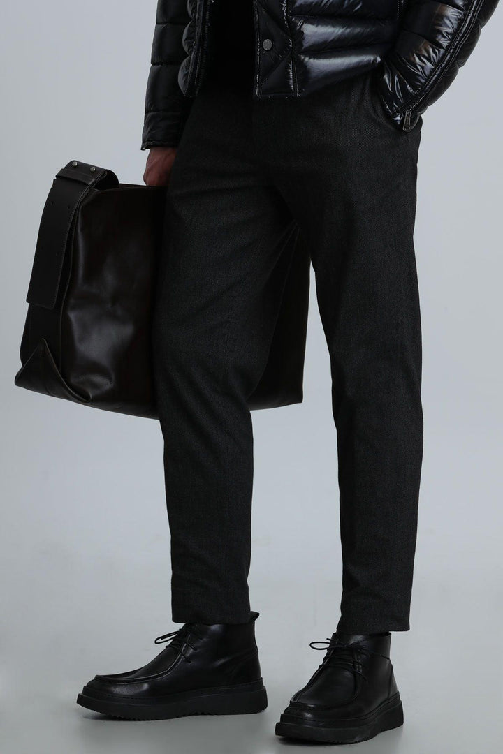 Anthracite Elegance: Modern Slim Fit Chino Trousers for Men - Texmart