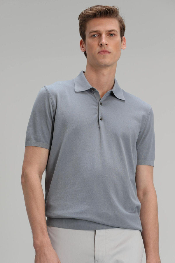 Azure Sky Men's Cotton Blend Polo Shirt - Medium Blue Bliss - Texmart