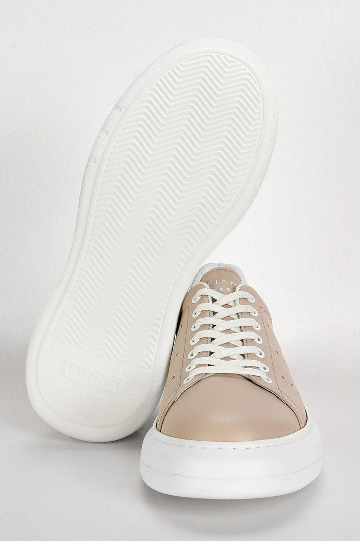 Beige Leather Elegance: Paul Men's Luxurious Sneaker Shoes - Texmart