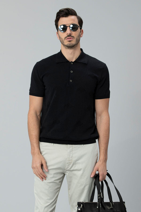 Black Sun Knitwear Polo T-Shirt: The Perfect Blend of Comfort and Style for Men - Texmart