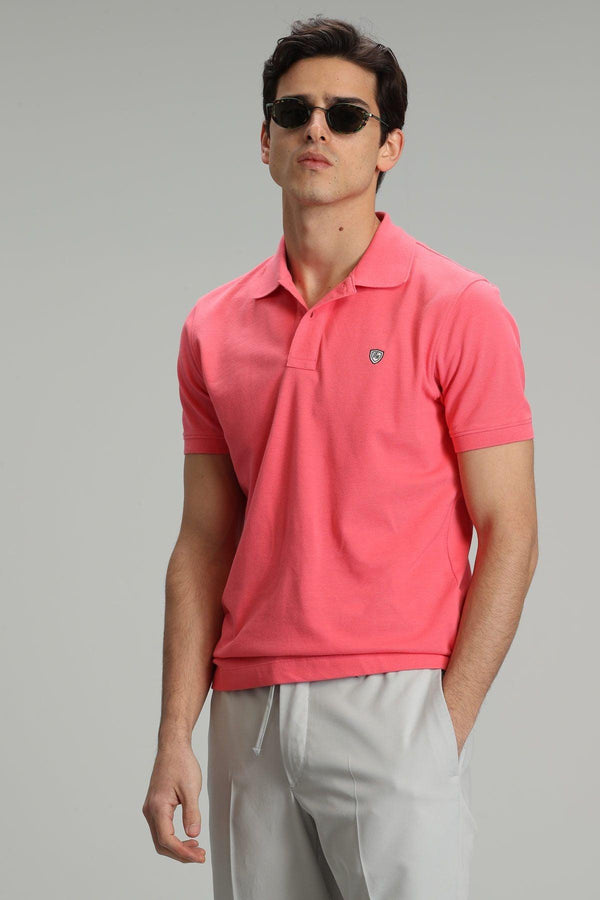 Candy Pink Cotton Knit Polo Neck Men's T-Shirt by Laon Sports - Elevate Your Style with this Timeless Piece - Texmart