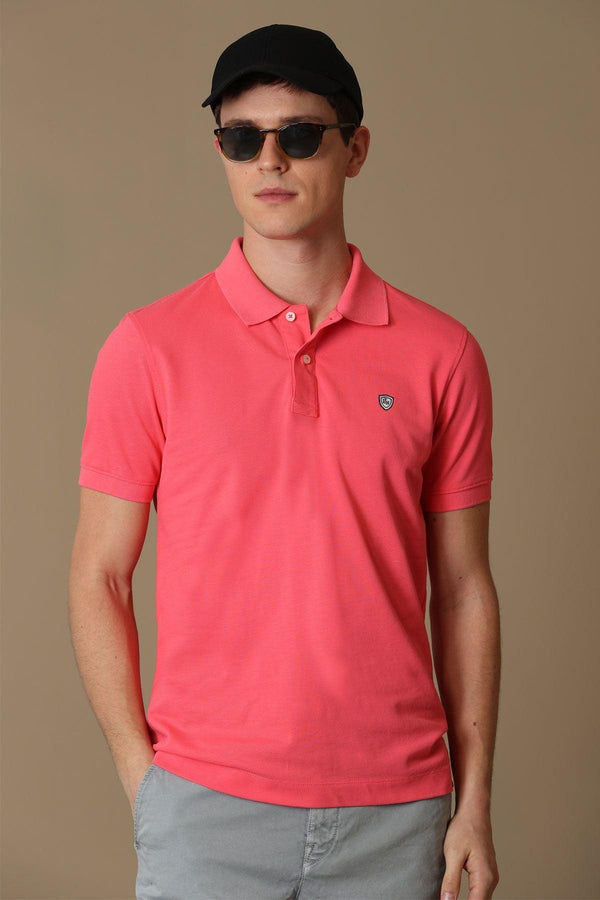 Candy Pink Cotton Polo Neck Men's T-Shirt by Laon Sports: The Perfect Blend of Style and Comfort - Texmart
