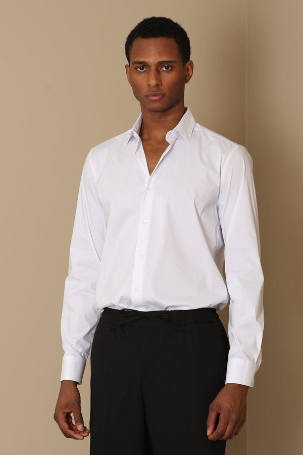 Classic White Cotton Blend Men's Shirt: Elevate Your Wardrobe with Timeless Style and Unmatched Comfort - Texmart