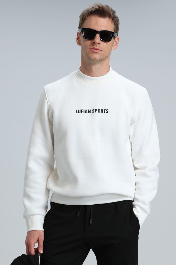 Cosmic Comfort Men's Cotton-Polyester Blend Off-White Knit Sweatshirt - Texmart