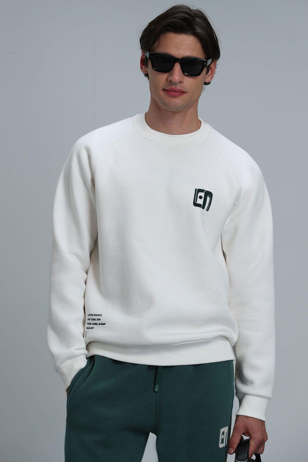 Cozy Ivory Knitwear: The Owen Men's Off White Knitted Sweatshirt - Texmart