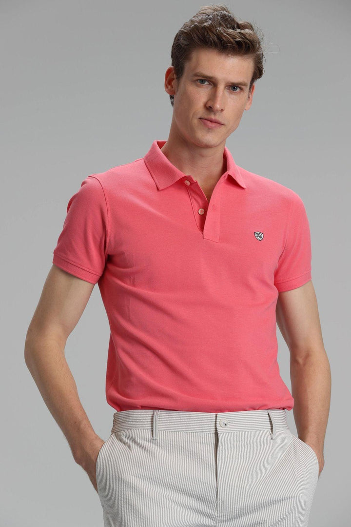 Dark Pink Cotton Knit Men's Polo Shirt by Laon Sports - Texmart