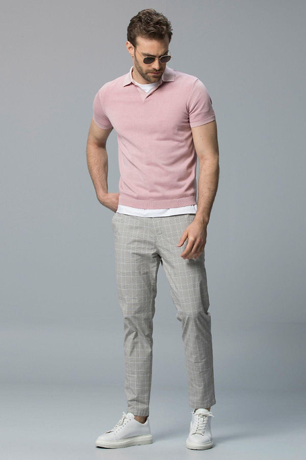 Dusty Rose Elegance: Emır Pamuk Men's Knitwear T-Shirt - Texmart