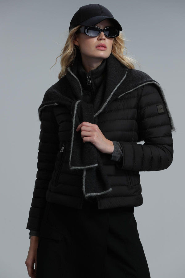 Feathered Black Winter Coat - Texmart