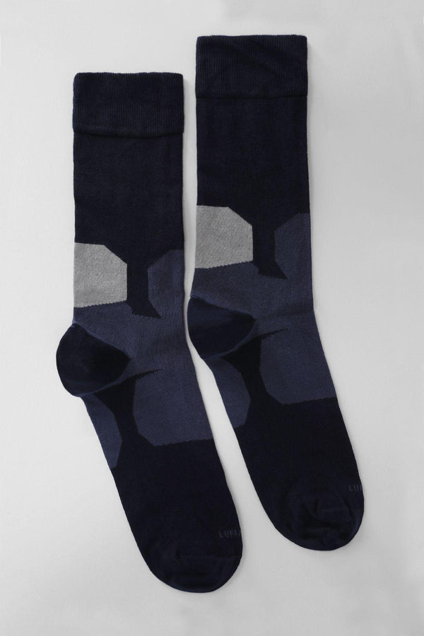 Flower Men's Socks Navy Blue - Texmart