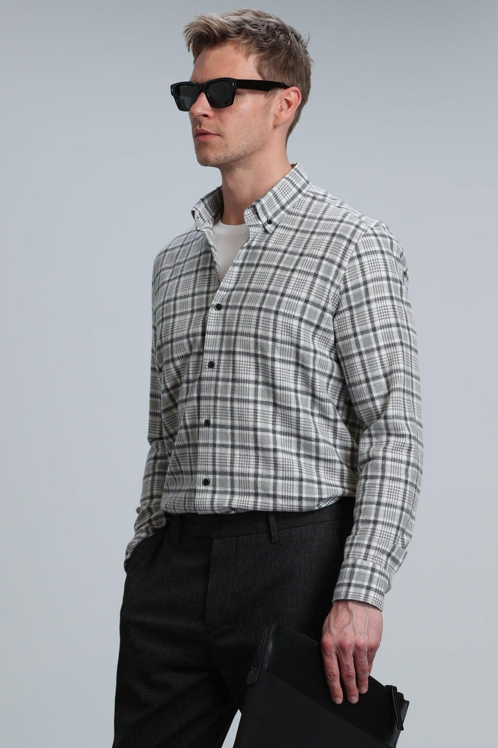 Lamira Men's Basic Shirt Comfort Slim Fit Gray - Texmart