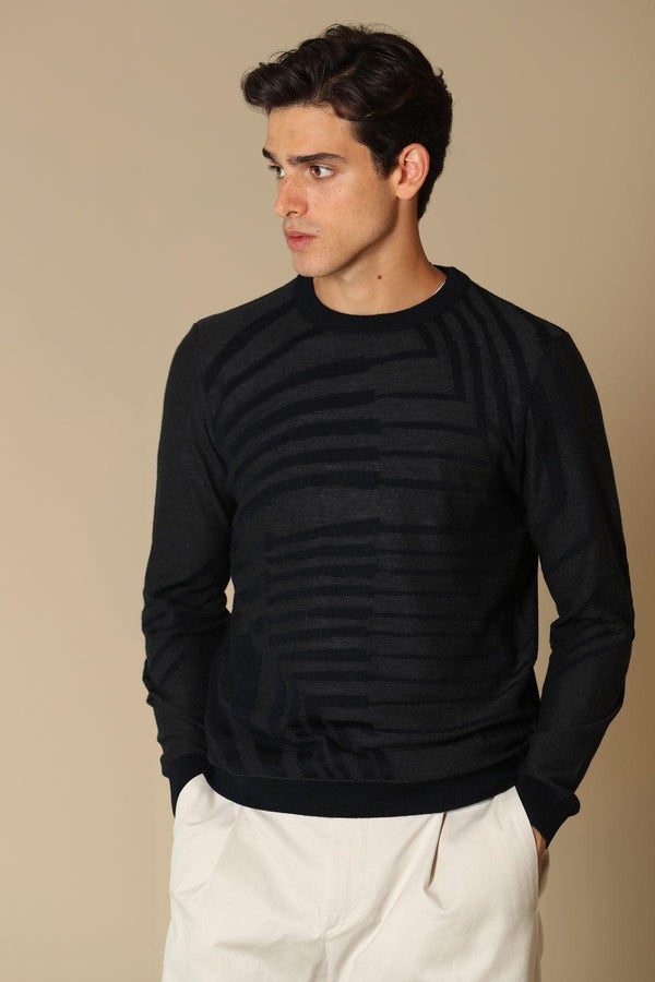 Midnight Blue Wool-Blend Sweater: Cozy Style - Texmart