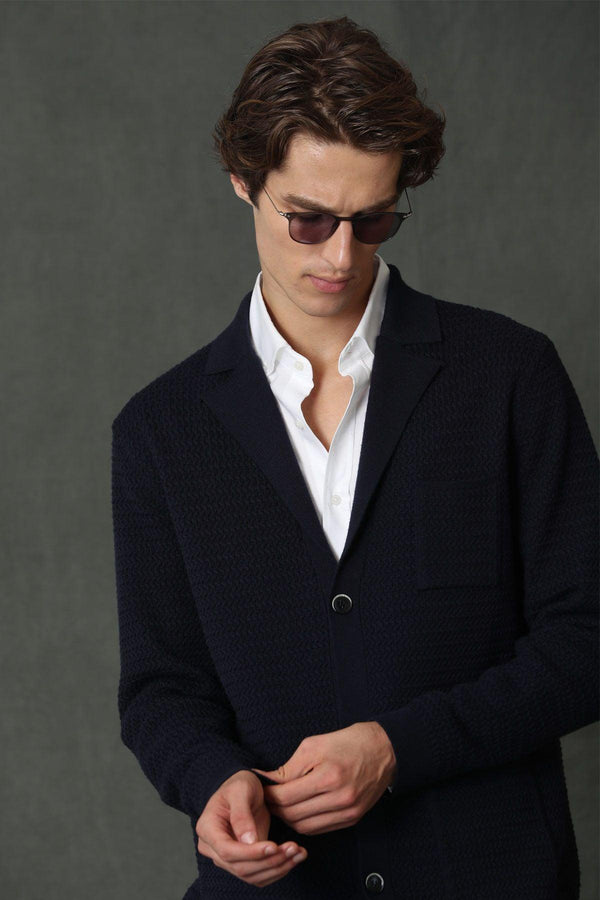 Nautical Elegance Men's Navy Blue Cardigan: A Timeless Blend of Style and Comfort - Texmart