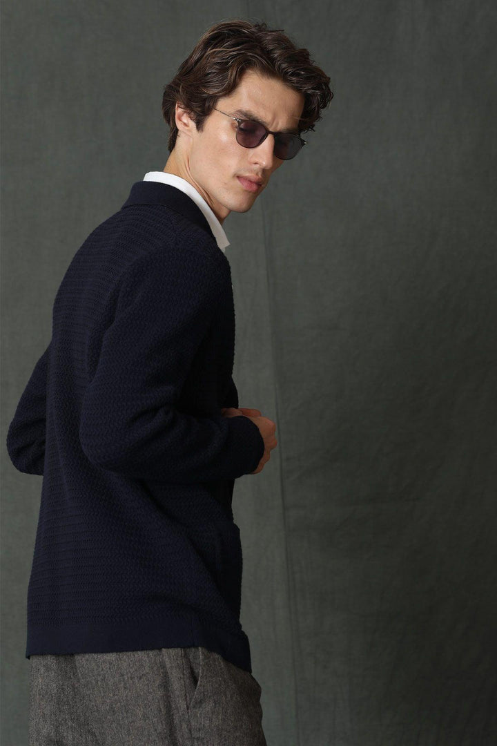 Nautical Elegance Men's Navy Blue Cardigan: A Timeless Blend of Style and Comfort - Texmart