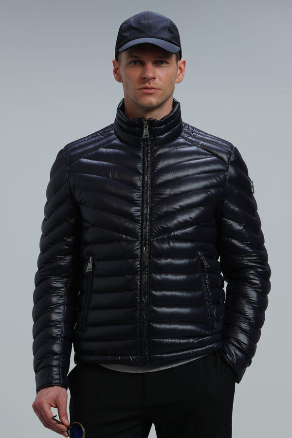 Navy Blue Arctic Expedition Goose Feather Coat for Men by Luc - Texmart