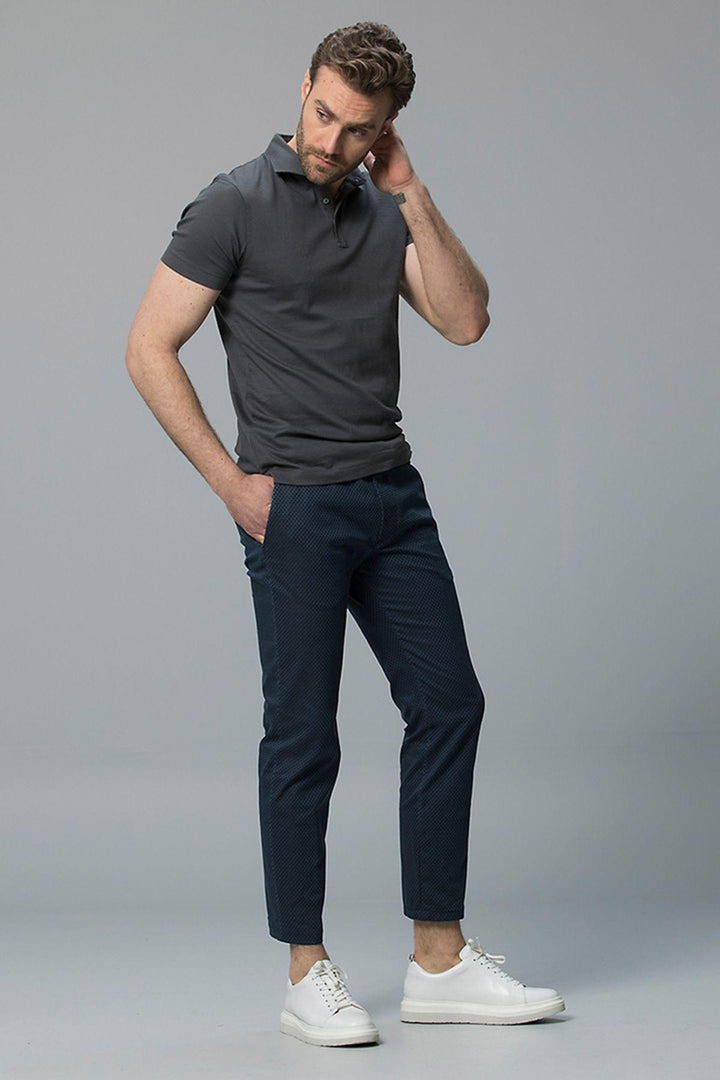 Navy Blue Modern Fit Stretch Chino Trousers for Men - The Ultimate Blend of Style and Comfort by Edwardd Smart - Texmart