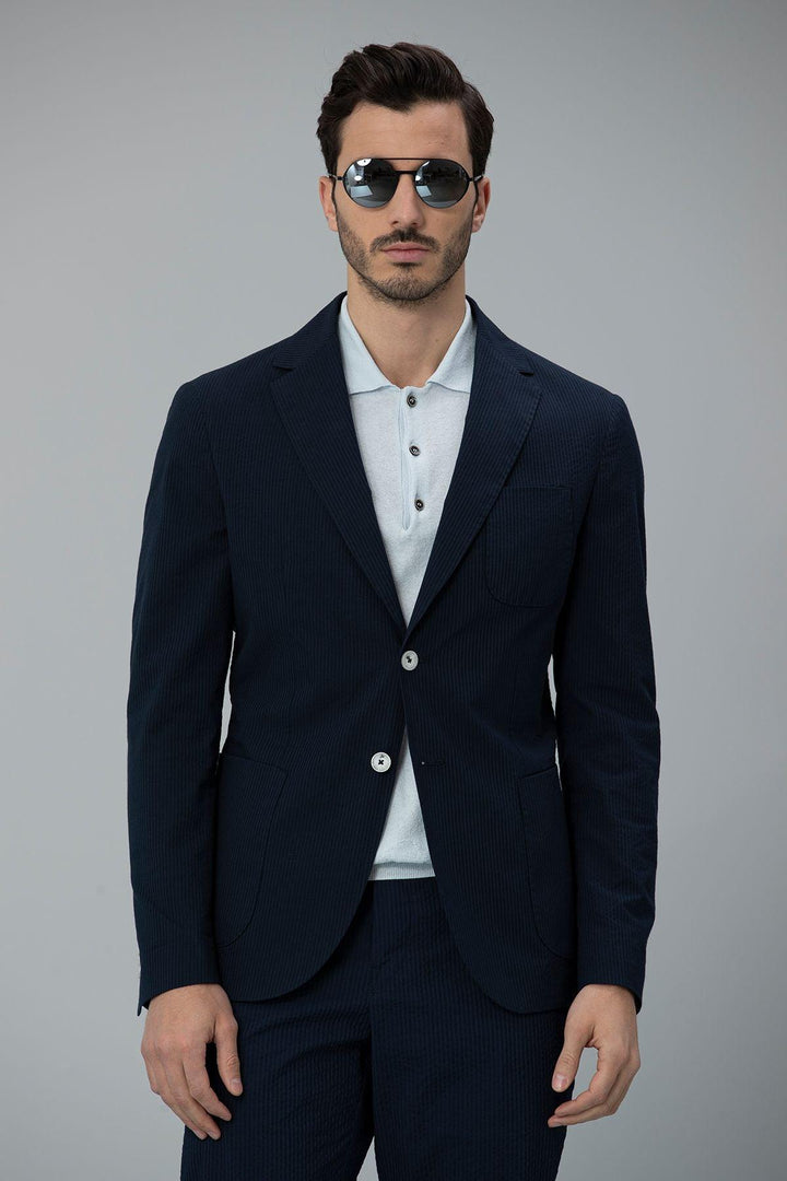 Navy Elegance: The Ultimate Slim-Fit Men's Blazer for Sophisticated Style - Texmart