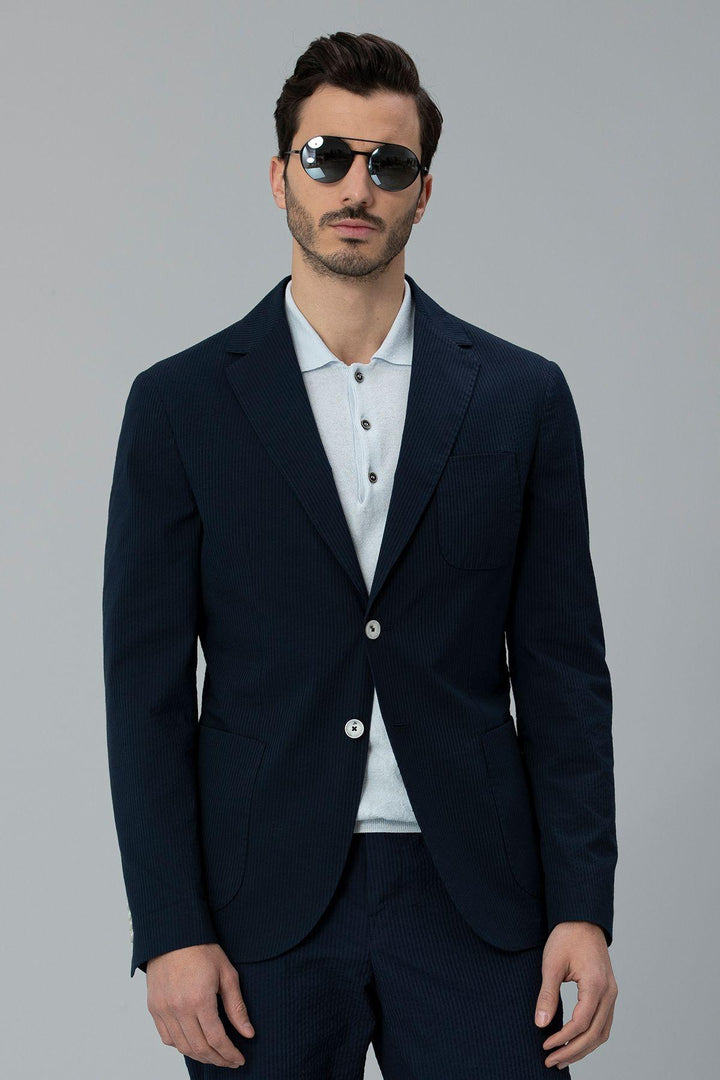 Navy Elegance: The Ultimate Slim-Fit Men's Blazer for Sophisticated Style - Texmart