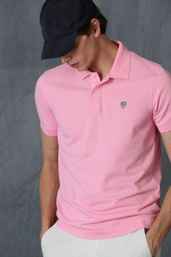 Pink Cotton Knit Polo Neck Men's T-Shirt by Laon Sports: Comfortable and Stylish Statement Piece for Any Occasion - Texmart
