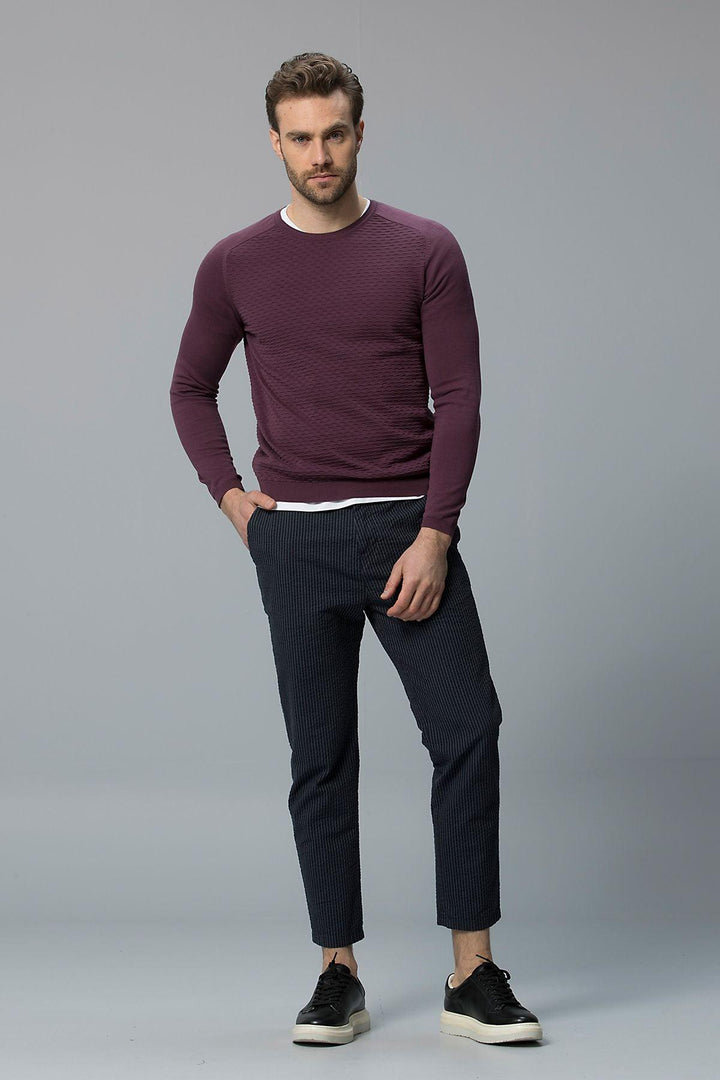 Plum Perfection: The Ultimate Vartus Men's Cotton Sweater - Texmart
