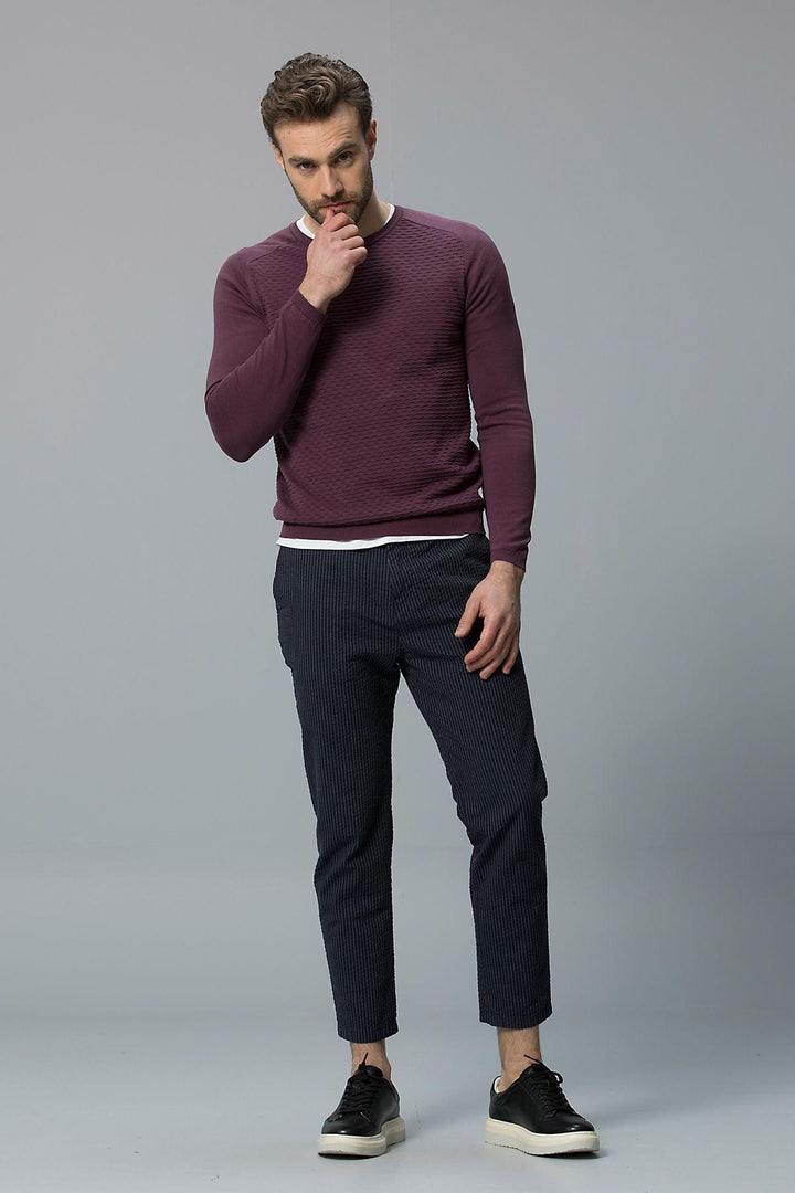 Plum Perfection: The Ultimate Vartus Men's Cotton Sweater - Texmart