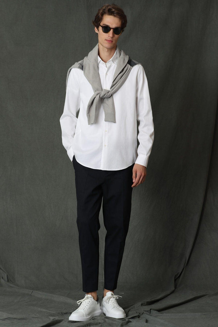 Pure Comfort Men's Essential Cotton Shirt - Classic Slim Fit White - Texmart