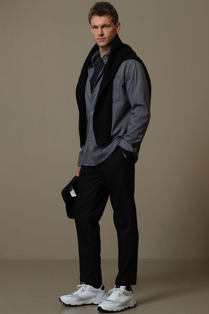 Real Erkek Basic Comfort Fit Cotton Shirt - Sophisticated Haki - Texmart