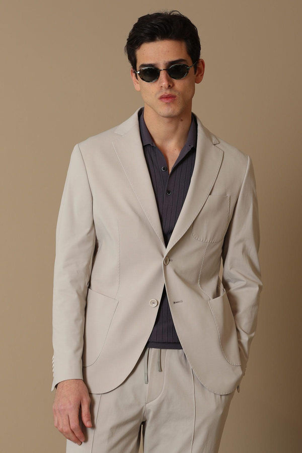 Refined Elegance: The Beige Slim Fit Men's Blazer by Piton Sports - Texmart