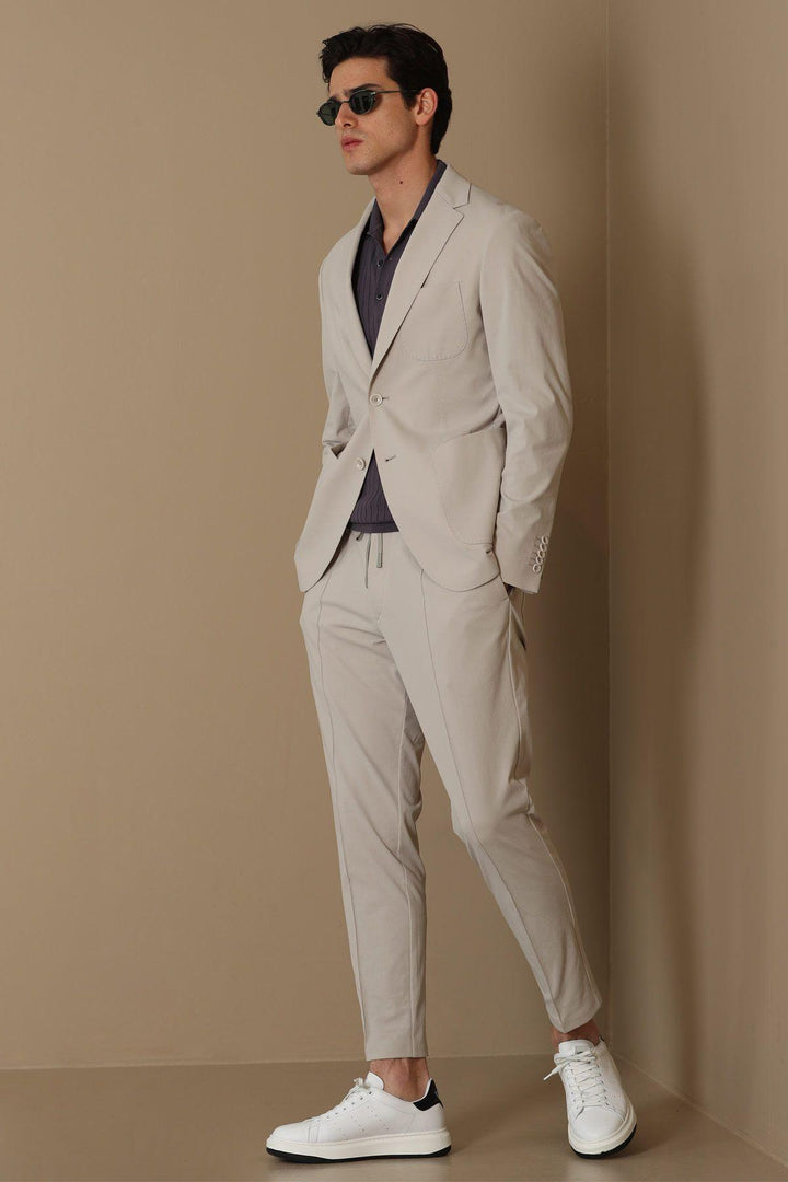 Refined Elegance: The Beige Slim Fit Men's Blazer by Piton Sports - Texmart