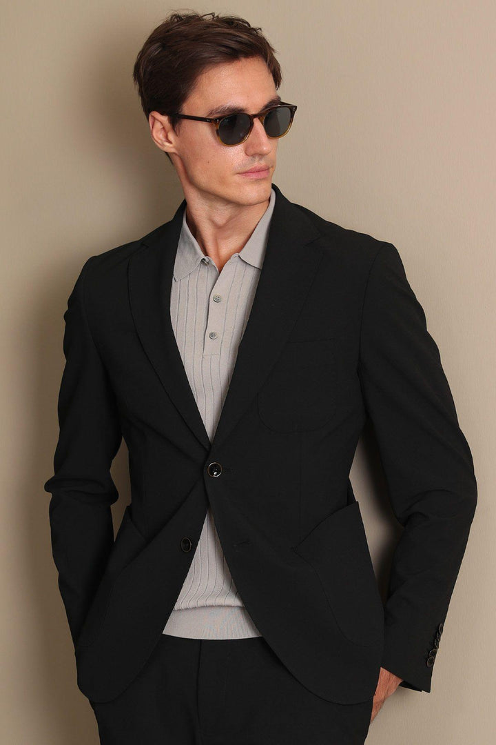 Refined Elegance: The Noir Slim Fit Men's Blazer by Jack Sport - Texmart