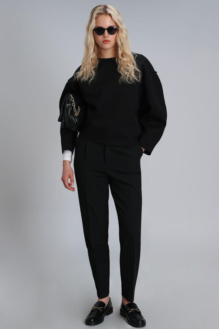 Selın Women's Knitted Sweatshirt Black - Texmart