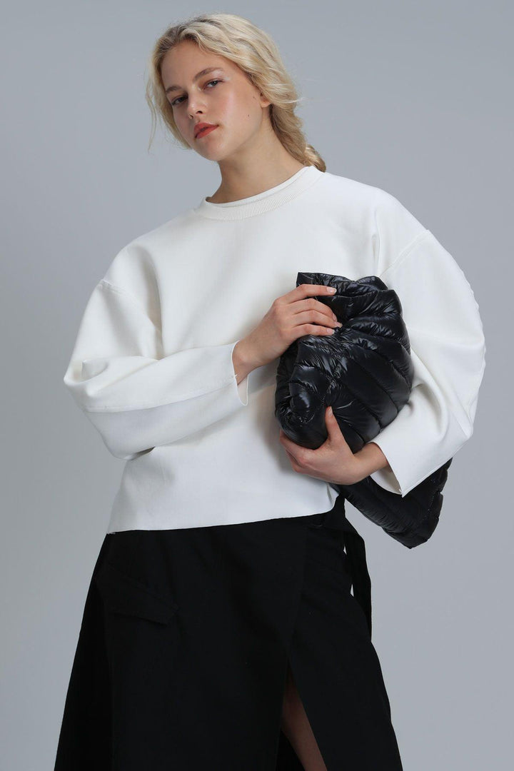 Selın Women's Knitted Sweatshirt Off White - Texmart