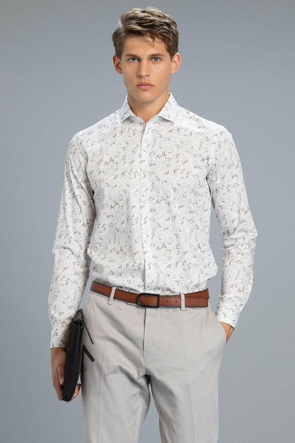Sophisticated Beige Slim Fit Men's Smart Shirt: Elevate Your Style with Arin - Texmart