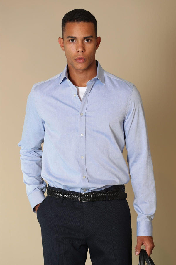Sophisticated Blue Elegance: Gibson Men's Smart Shirt in Slim Fit - Texmart