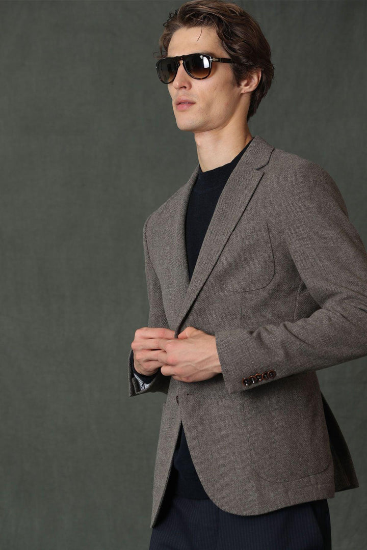 Sophisticated Brown Slim Fit Men's Blazer Jacket: Elevate Your Style with Erla Sports - Texmart