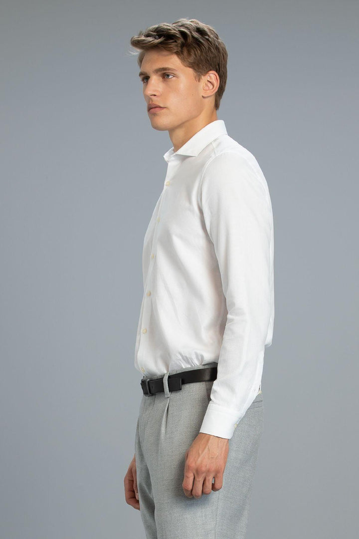 Sophisticated Elegance: The Classic White Slim Fit Shirt by Barba Men - Texmart