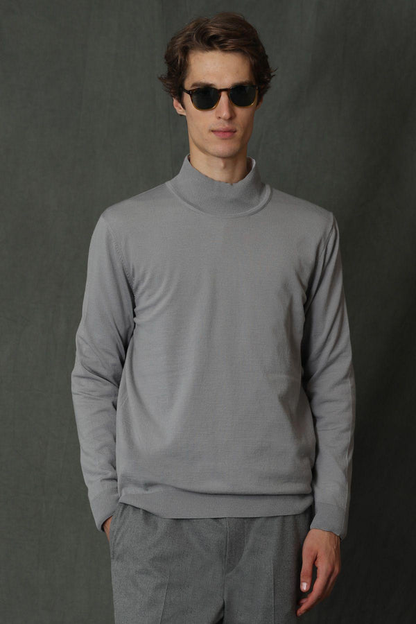 Stay cozy and chic with the Gray Mist Half Fisherman Men's Sweater. - Texmart