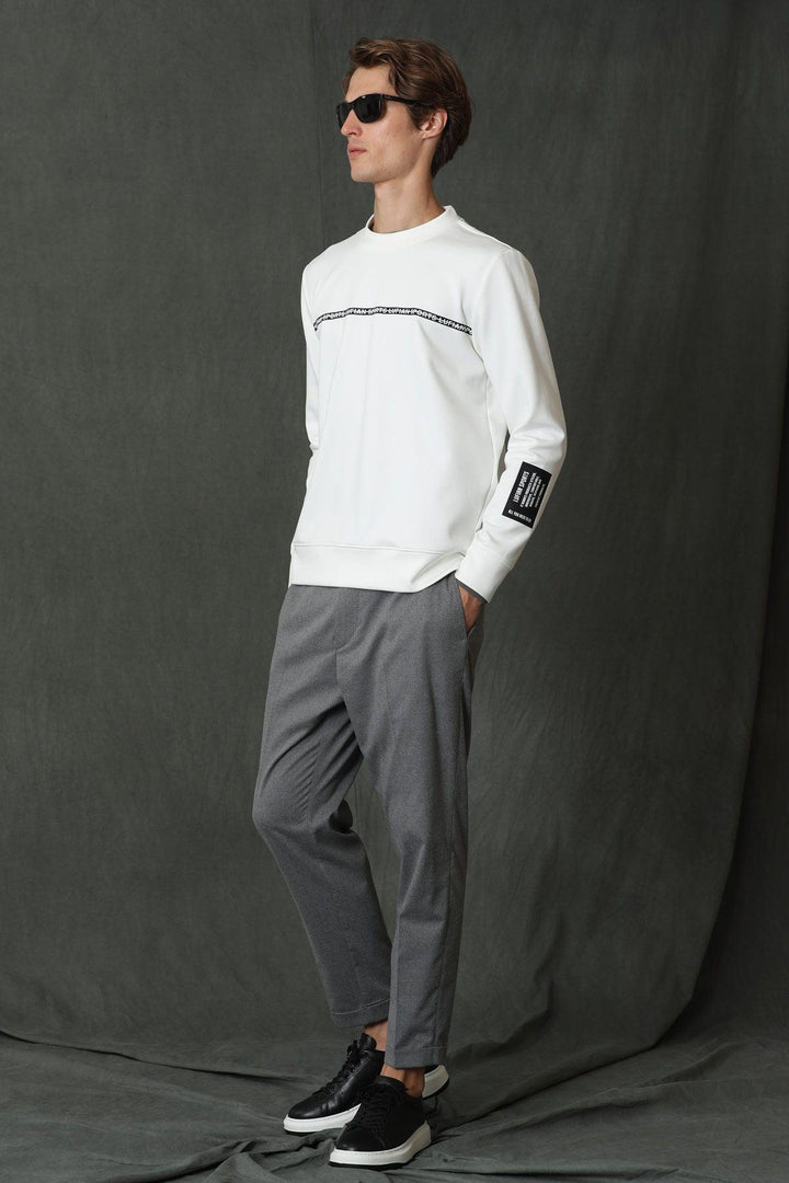 Stay Warm and Stylish with our Off White Knit Men's Sweatshirt - The Perfect Blend of Comfort and Durability! - Texmart