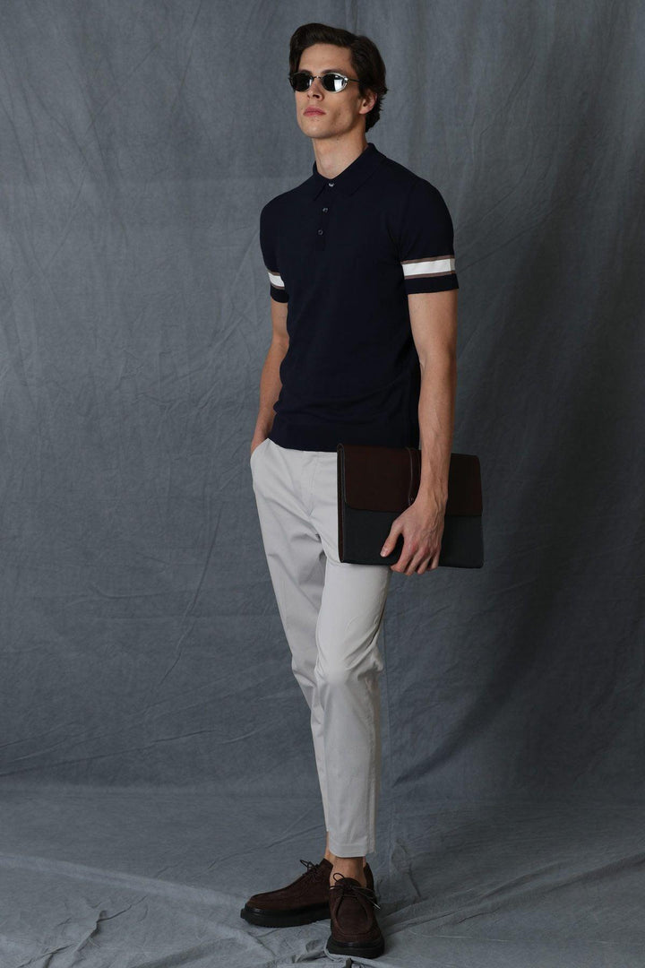 Stone Elegance: Alvi Smart Men's Slim Fit Chino Trousers - Texmart