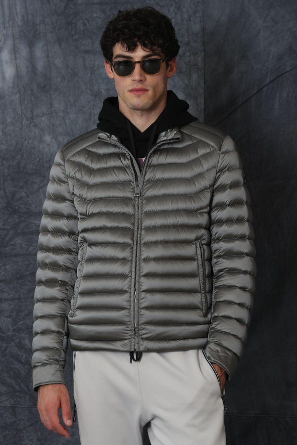 The Arctic Gray Feathered Elegance Men's Coat - Texmart