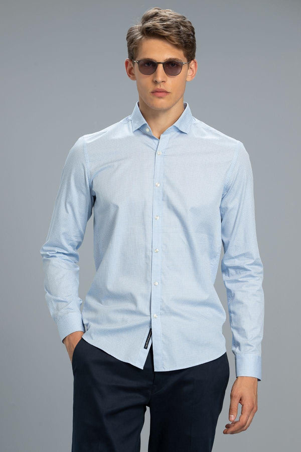The Azure Elegance: Men's Smart Shirt in Sleek Blue - Texmart