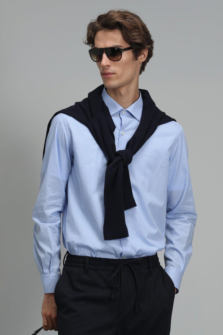 The Classic Blue Elegance: Men's Slim Fit Shirt for a Sophisticated Look - Texmart