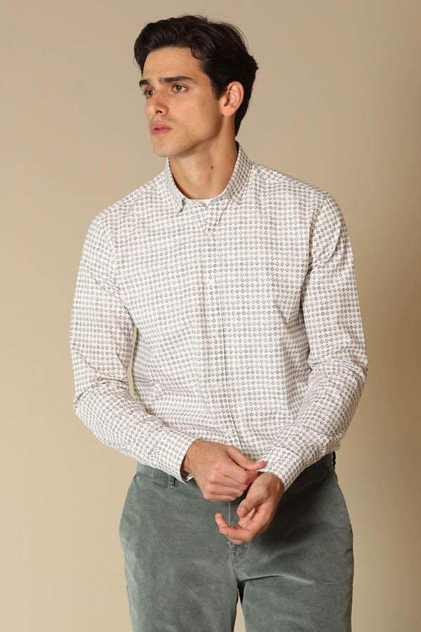 The Sophisticated Beige Elegance: Men's Slim Fit Smart Shirt by Ludo - Texmart