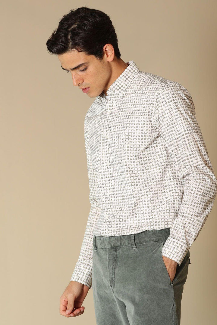 The Sophisticated Beige Elegance: Men's Slim Fit Smart Shirt by Ludo - Texmart