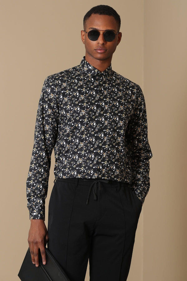 The Sophisticated Black Elegance: Men's Comfort Slim Fit Shirt by Vera - Texmart