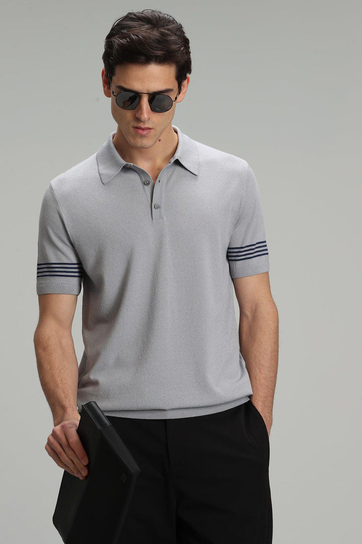 Transitional Gray Tri-Blend Knit: The Ultimate Men's Short Sleeve Sweater - Texmart