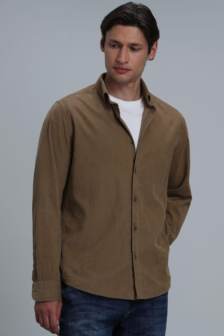 Watt Men's Basic Shirt Comfort Fit Camel Hair - Texmart