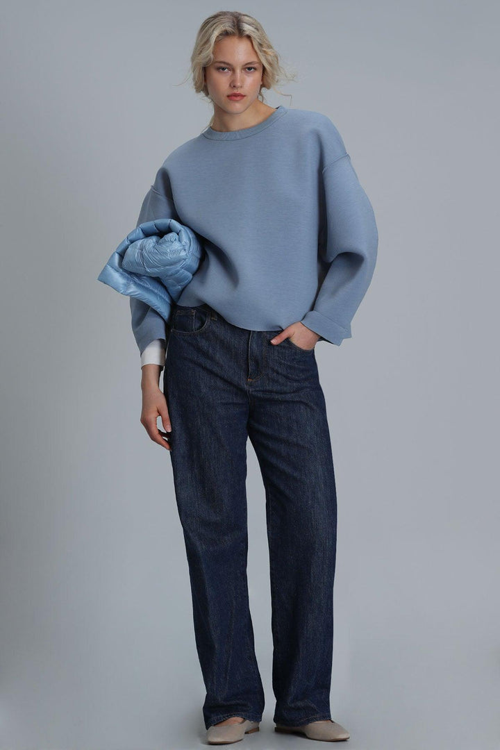 Selın Women's Knitted Sweatshirt Blue - Texmart