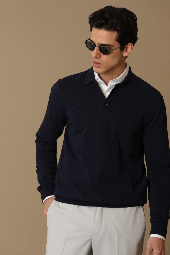 Classic Navy Tri-Blend Sweater - Texmart