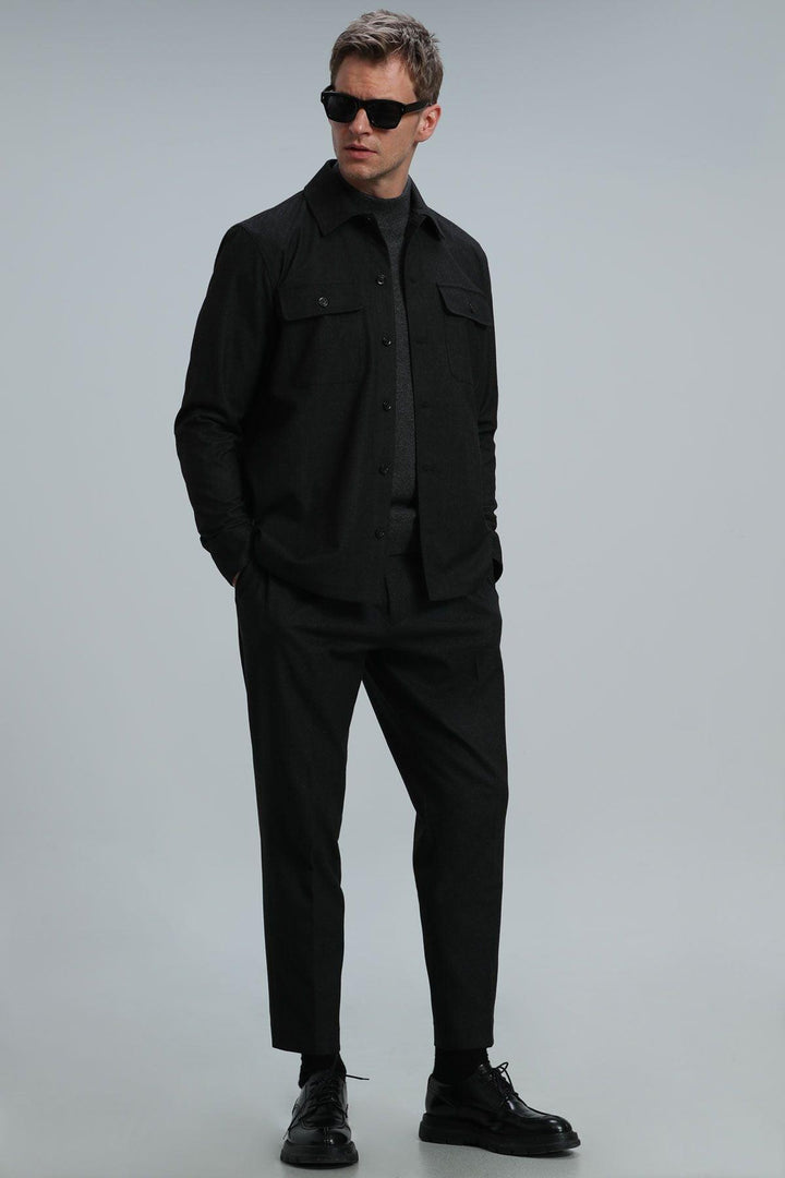 Anthracite Elegance: Modern Slim-Fit Men's Chino Trousers for Style-Conscious Gentlemen - Texmart